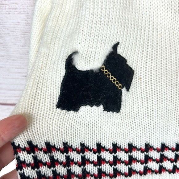 Vintage Girls Scottish Terrier Cardigan Sweater by Le Jardin Magique White sz 6 - Picture 6 of 12